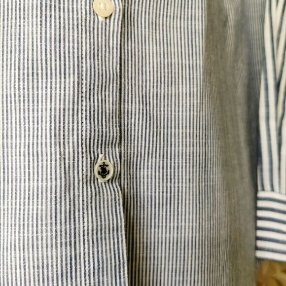 Nautica M striped blue and white dress shirt medium - Picture 5 of 6
